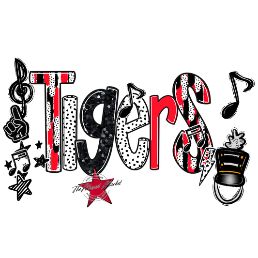 Tigers Band Scrape-Bright Red