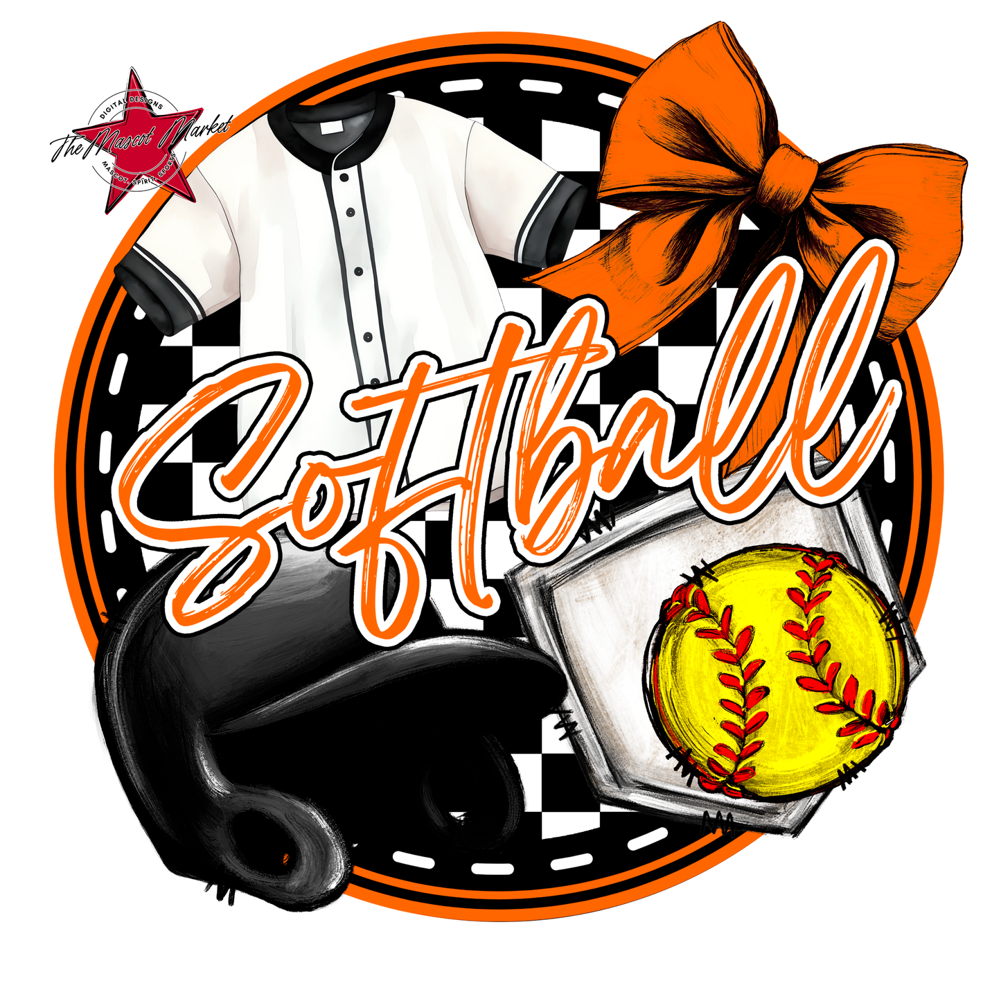 Circle Softball Design-Orange