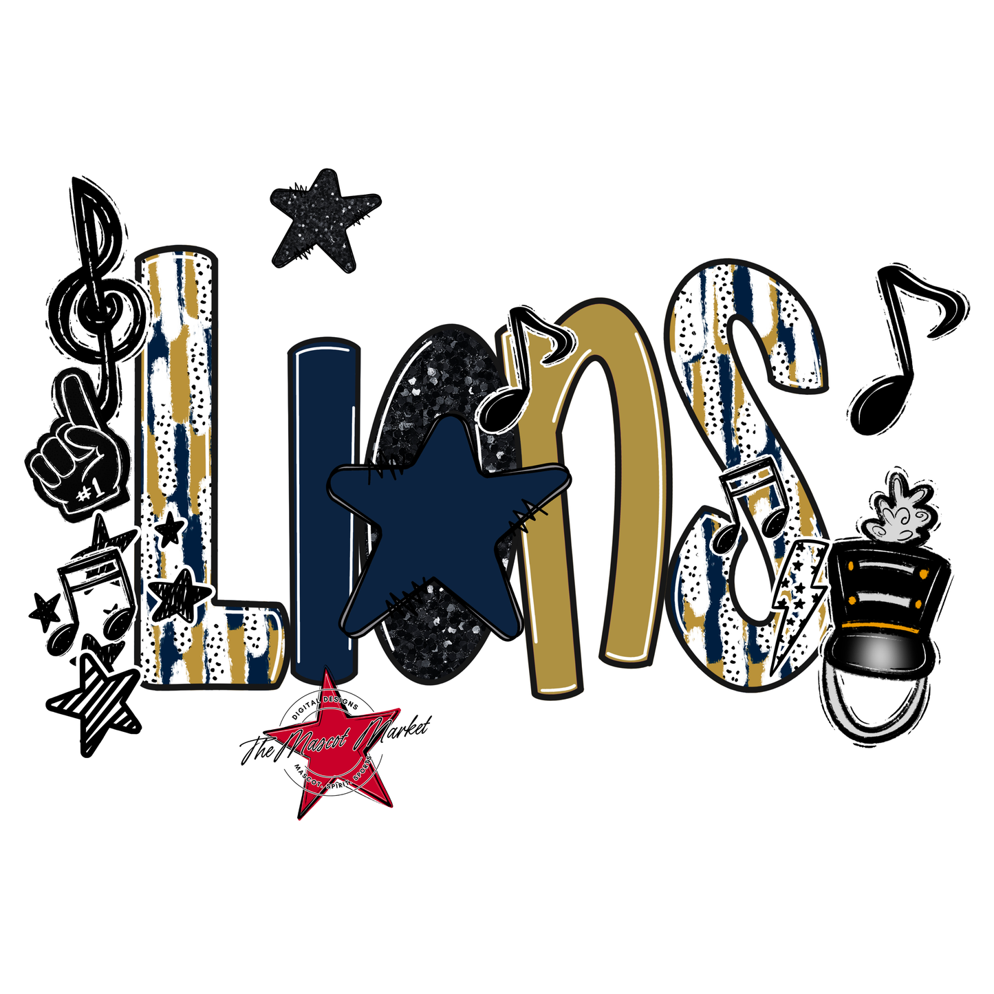 Lions Band Scrape-Navy-Gold