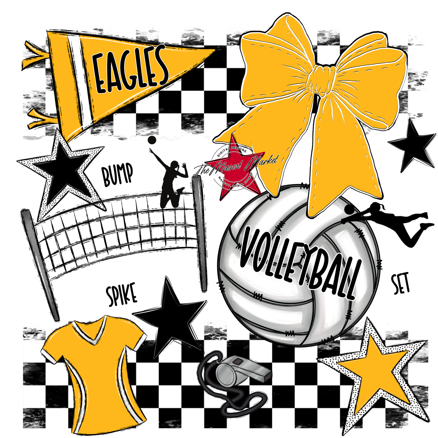 Eagles Volleyball Checkers Design-Blue