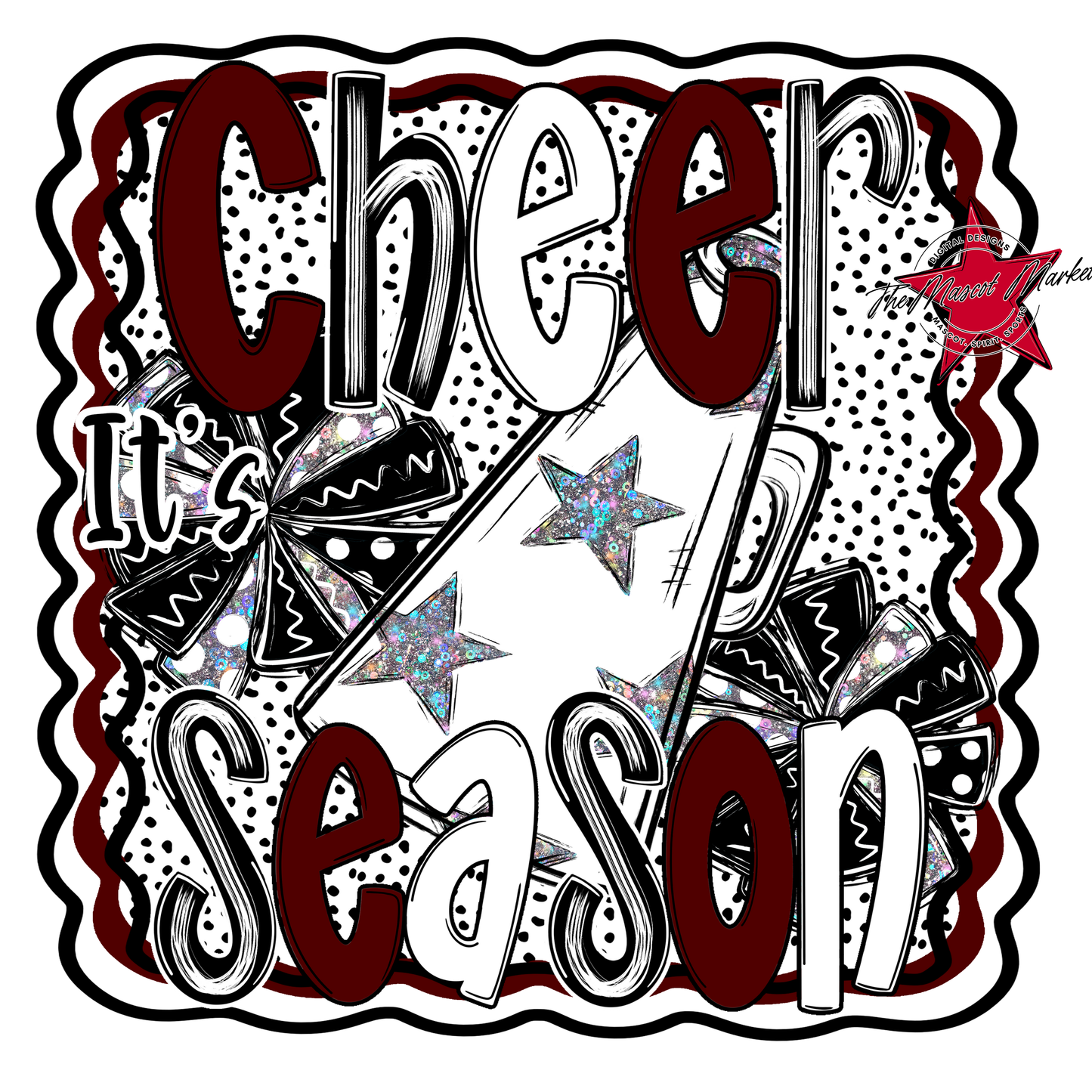 It's Cheer Season Dot Design-Maroon