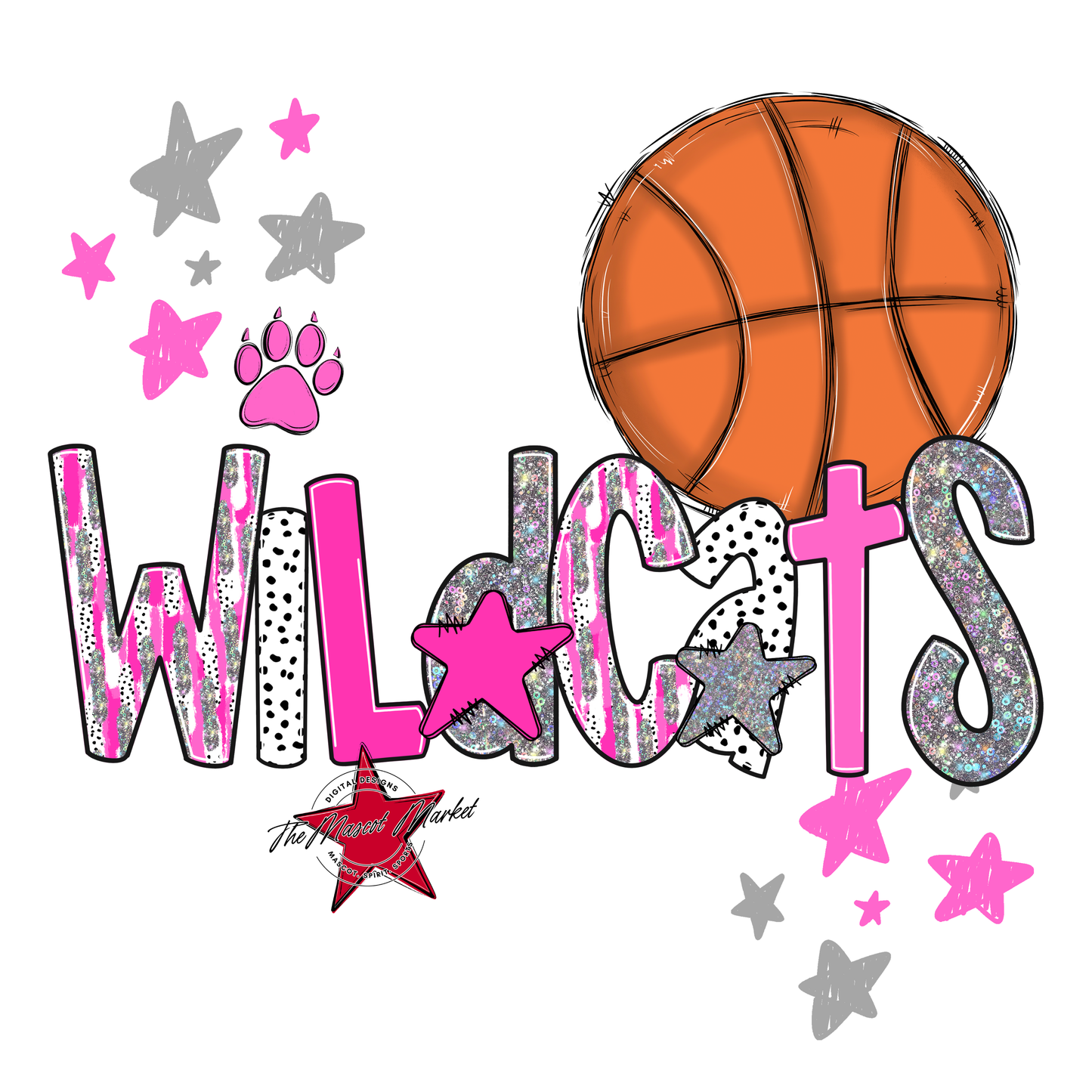 Wildcats Basketball Scrape-Pink