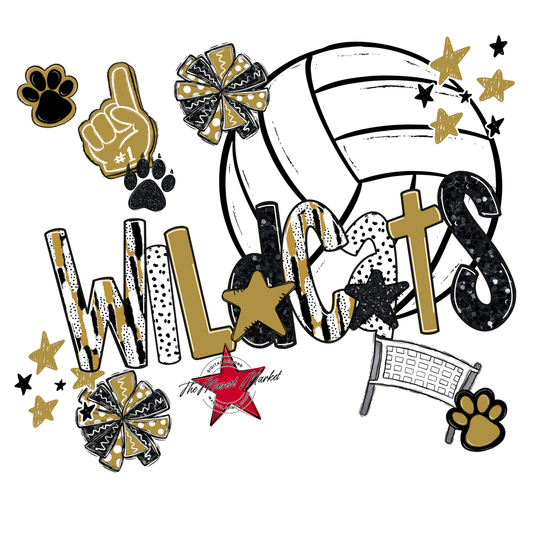 Wildcats Volleyball Scrape-Gold