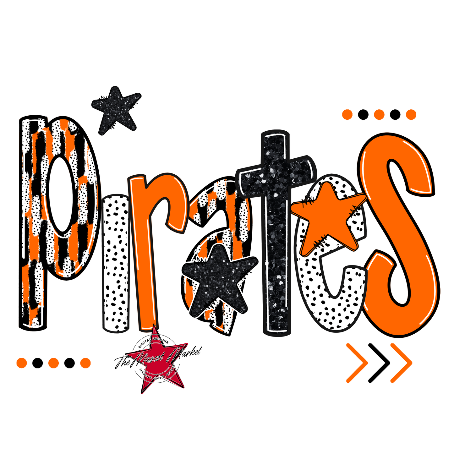 Pirates Brushstroke Alpha w Arrows-Orange
