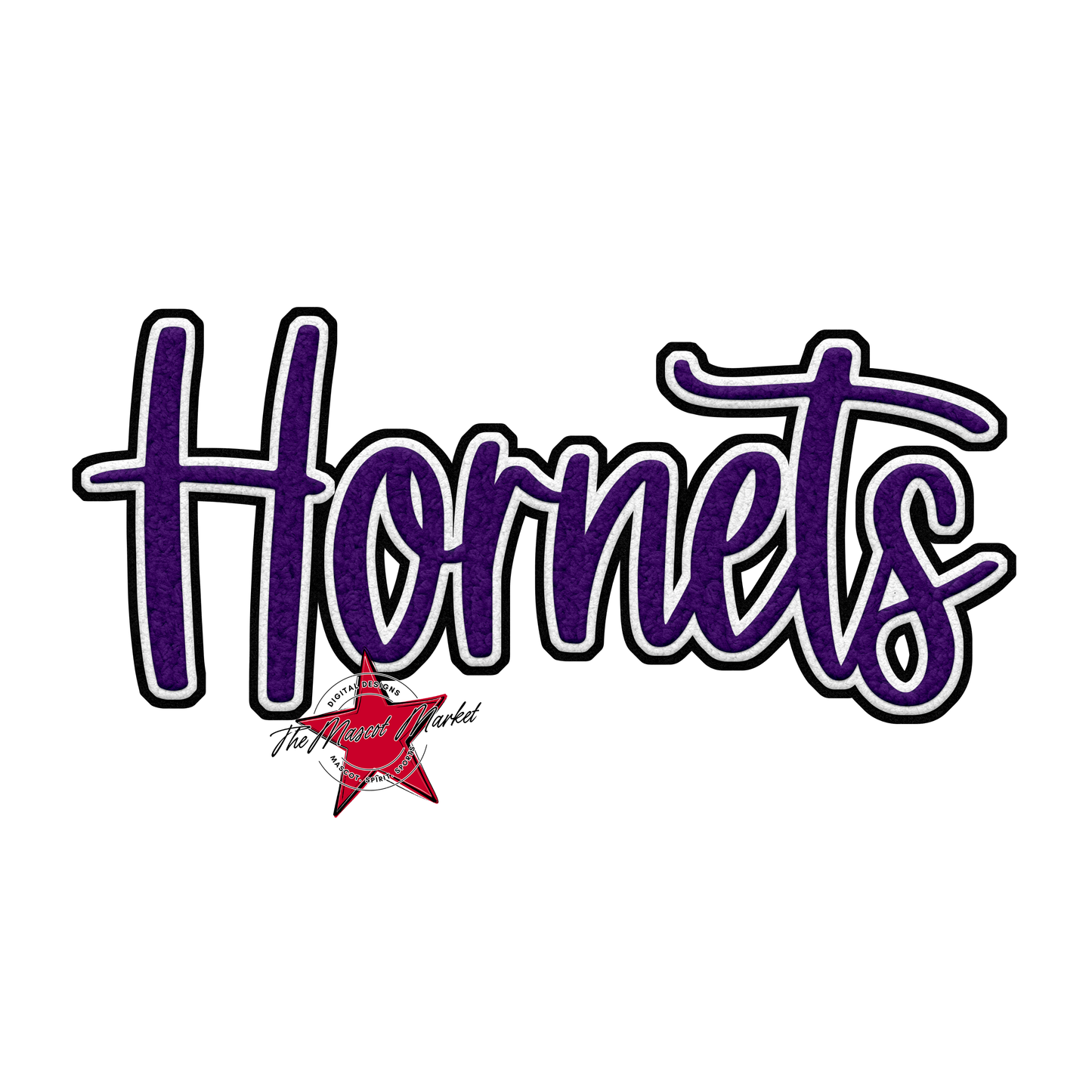 Hornets Faux Chenille Patch-Purple