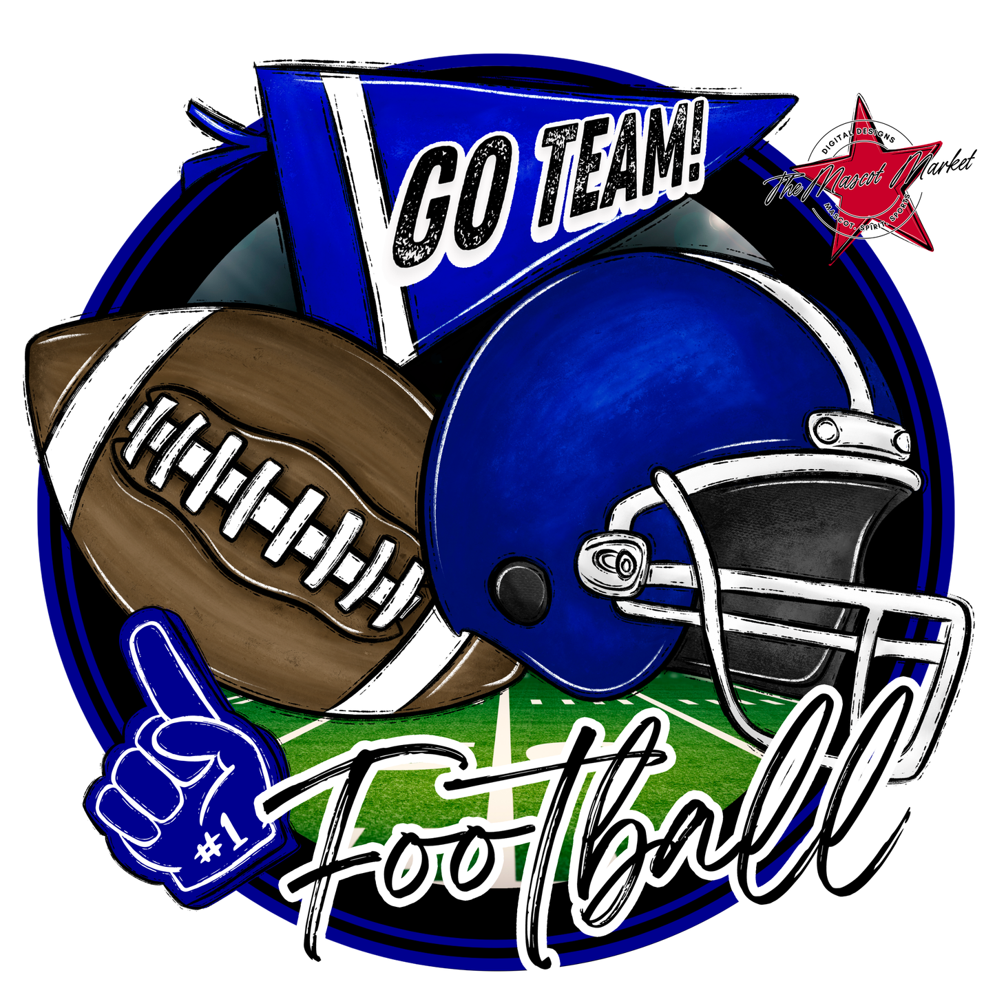 Football Circle Design-Blue