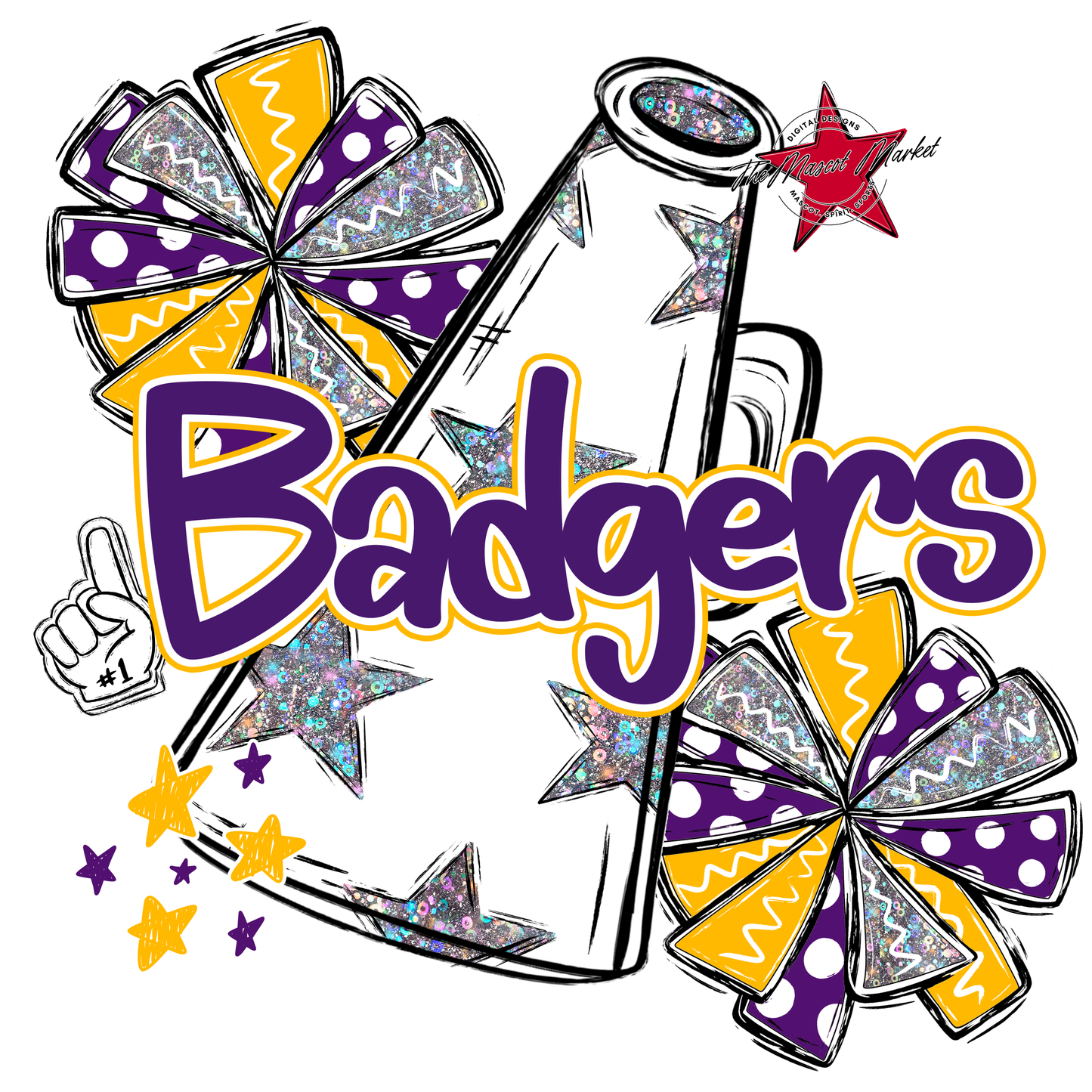 Badgers Alpha Cheer Megaphone-Purple-Yellow