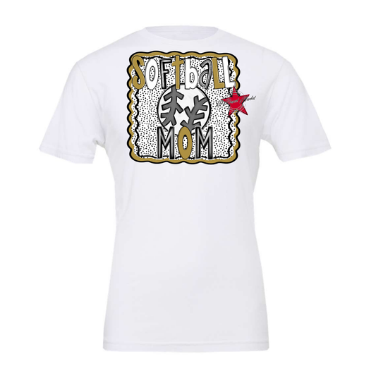 Softball Mom Dot Design-Gold