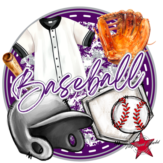 Circle Baseball Design-Purple-Grey