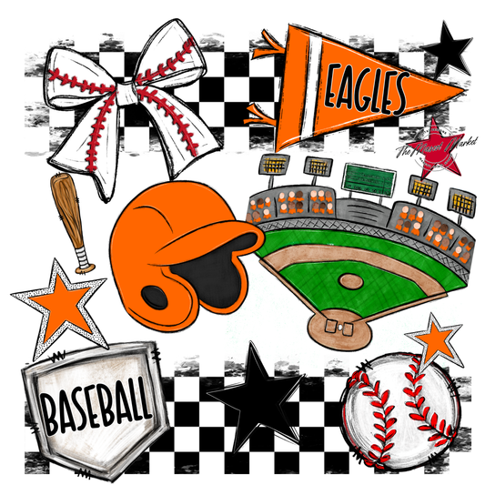 Eagles Baseball Checkers Design-Orange