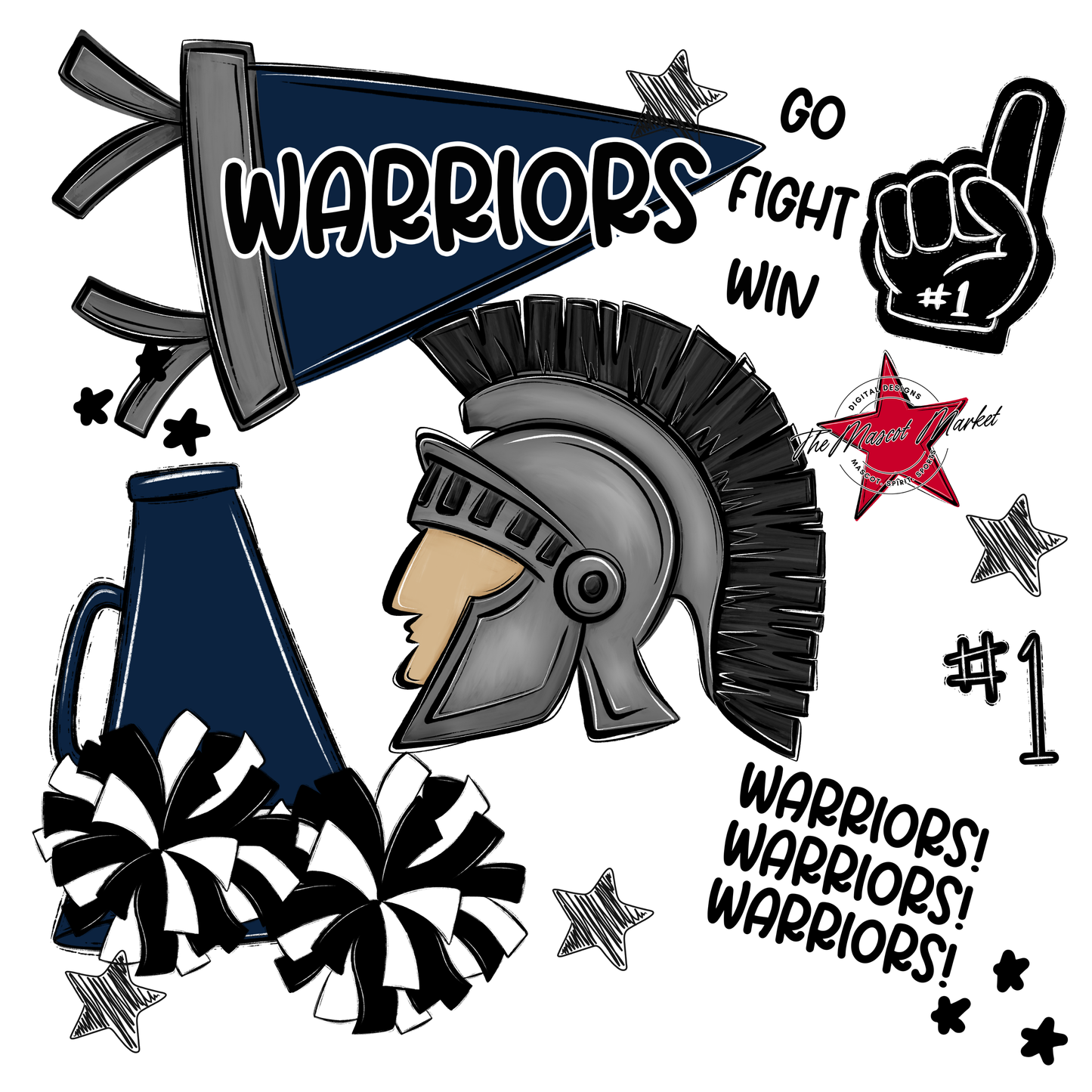 Warriors Spirit Design-Navy