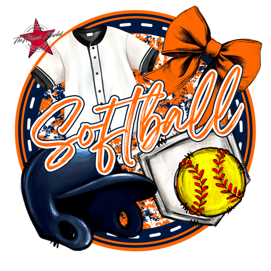 Circle Softball Design-Navy-Orange
