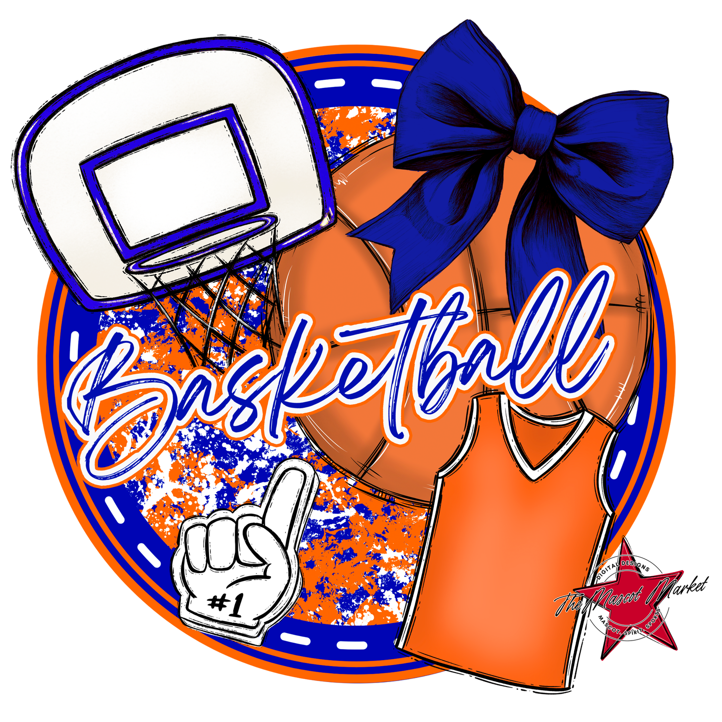 Circle Basketball Design-Blue-Orange