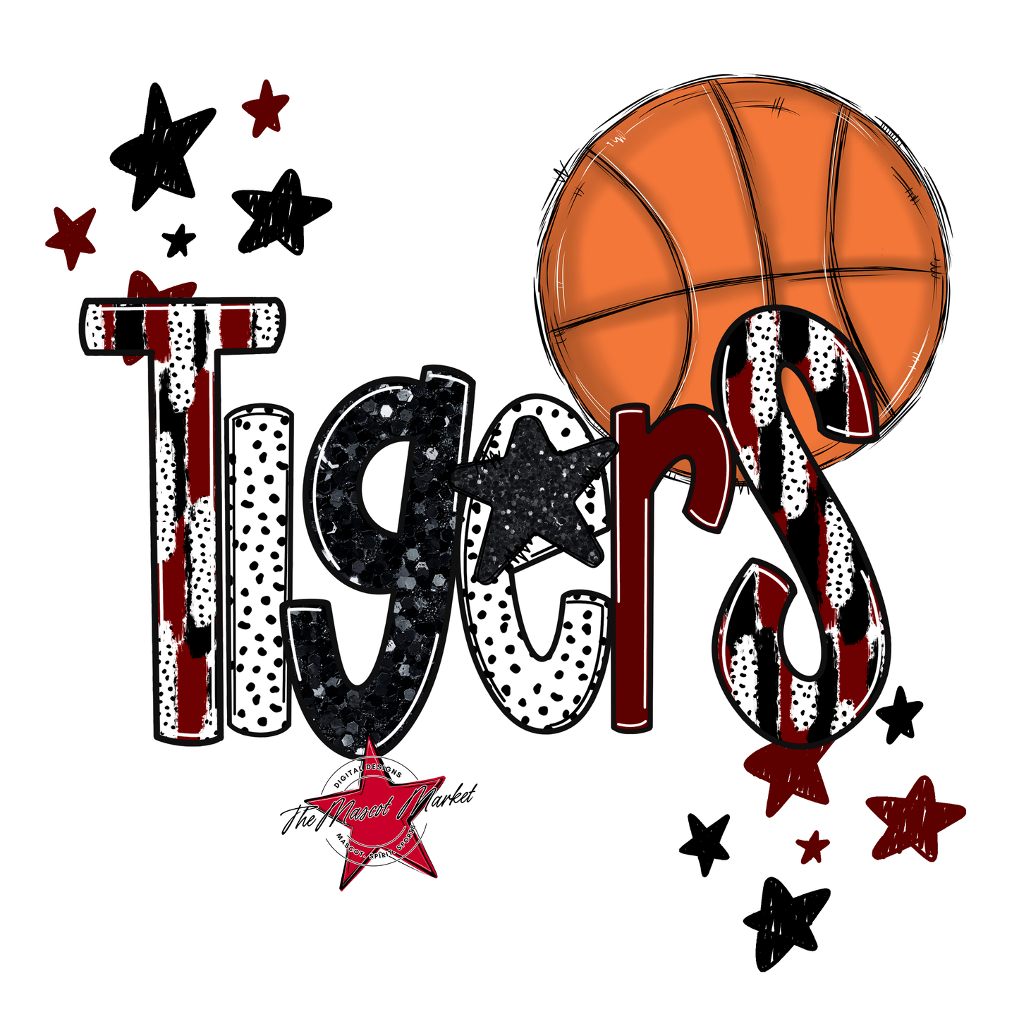 Tigers Basketball Scrape-Maroon