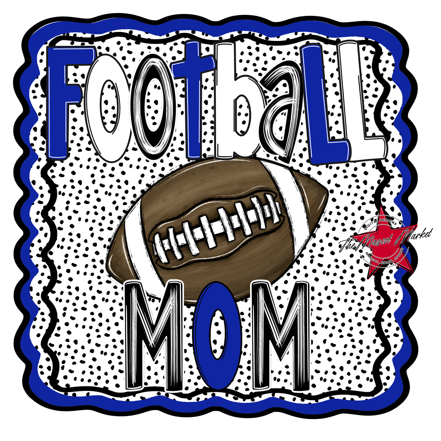 Football Mom Dot Design-Royal Blue
