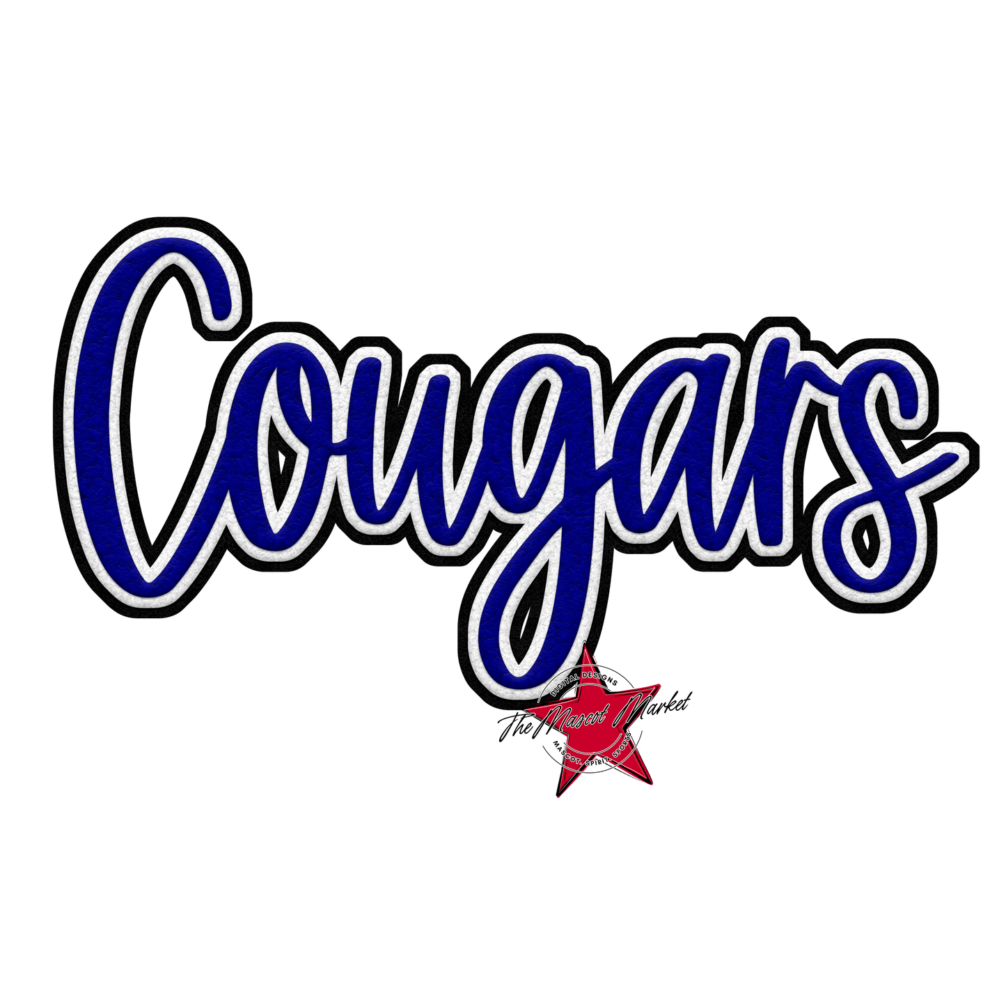 Cougars Faux Chenille Patch-Blue