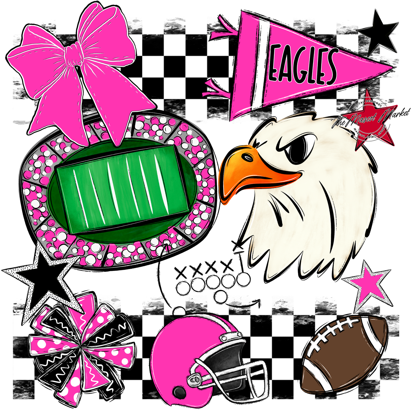 Eagles Checkers Mascot Spirit Design-Pink