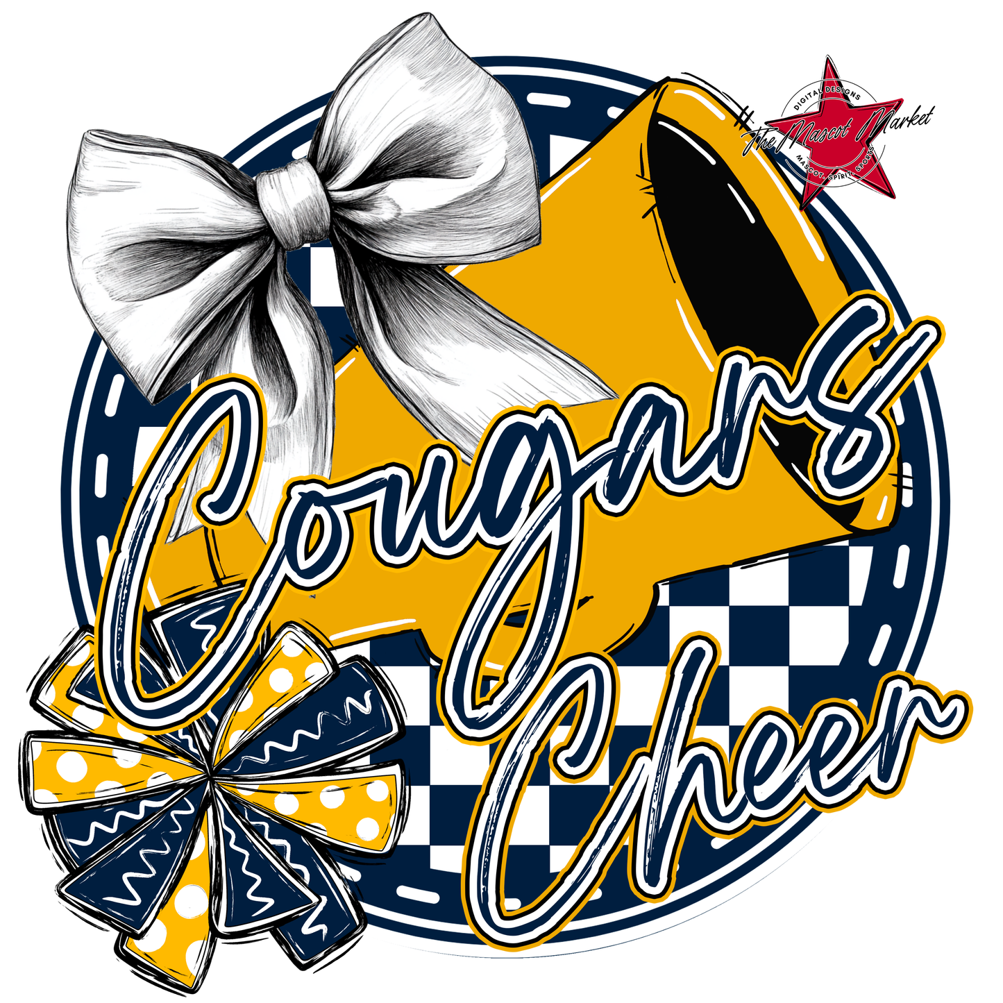 Cougars Circle Cheer Design-Navy-Yellow