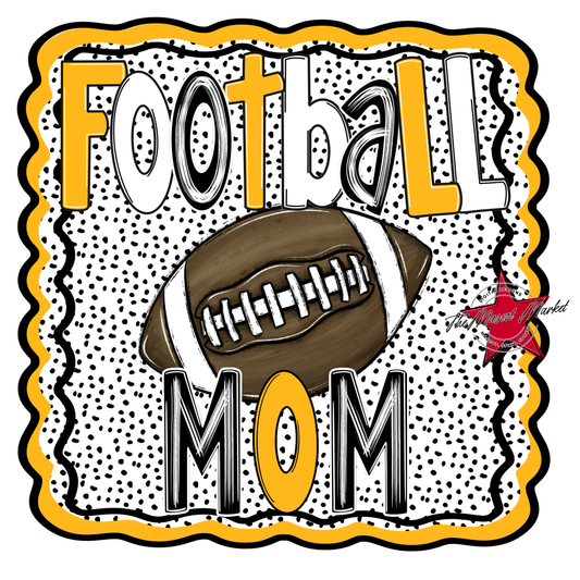Football Mom Dot Design-Yellow