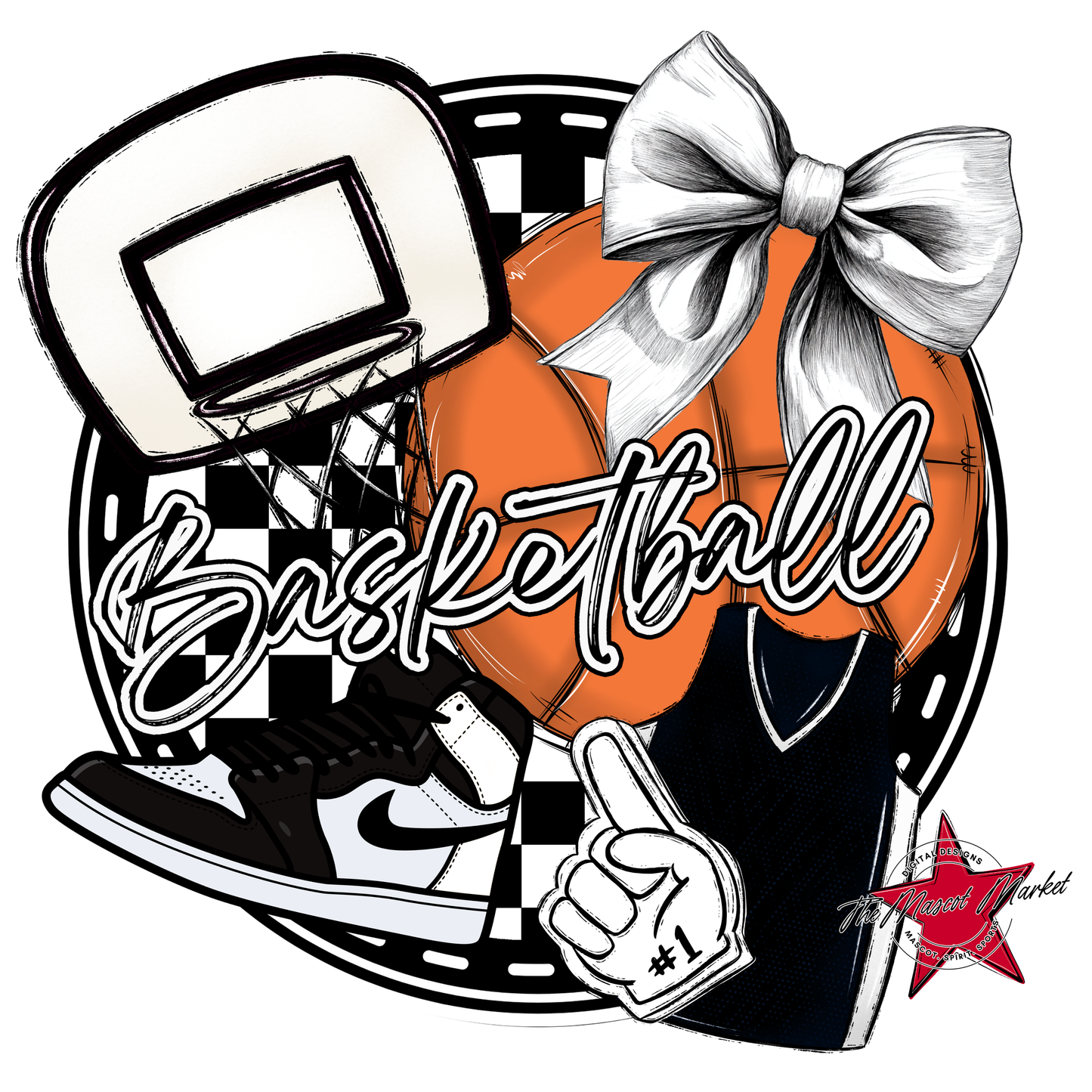 Circle Basketball Design-Black & White