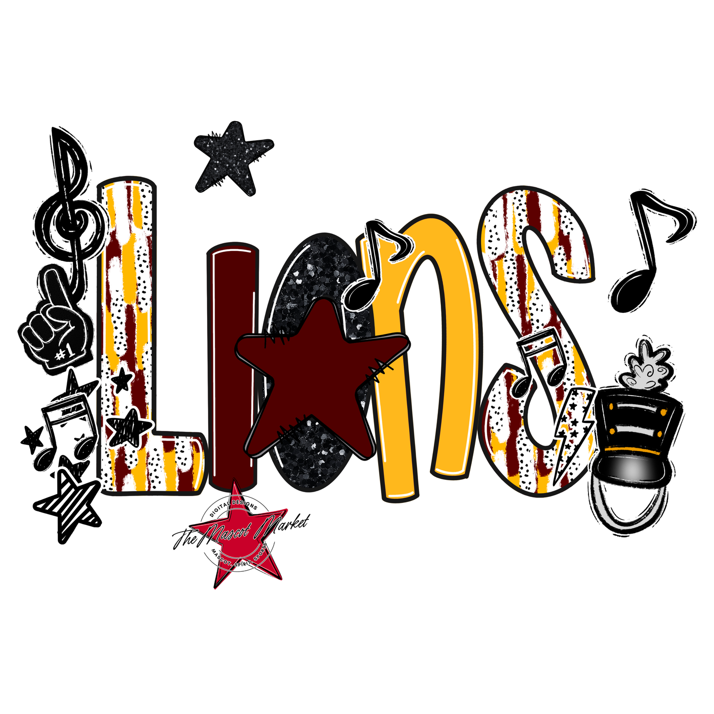 Lions Band Scrape-Maroon-Yellow