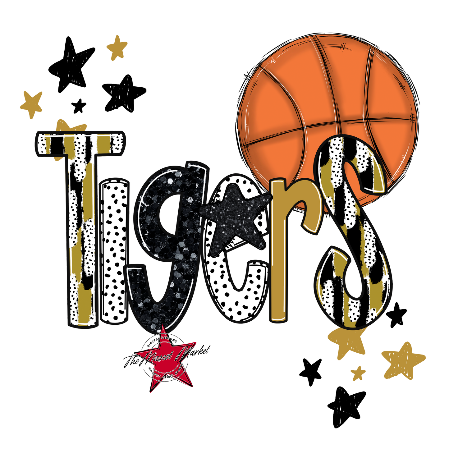 Tigers Basketball Scrape-Gold