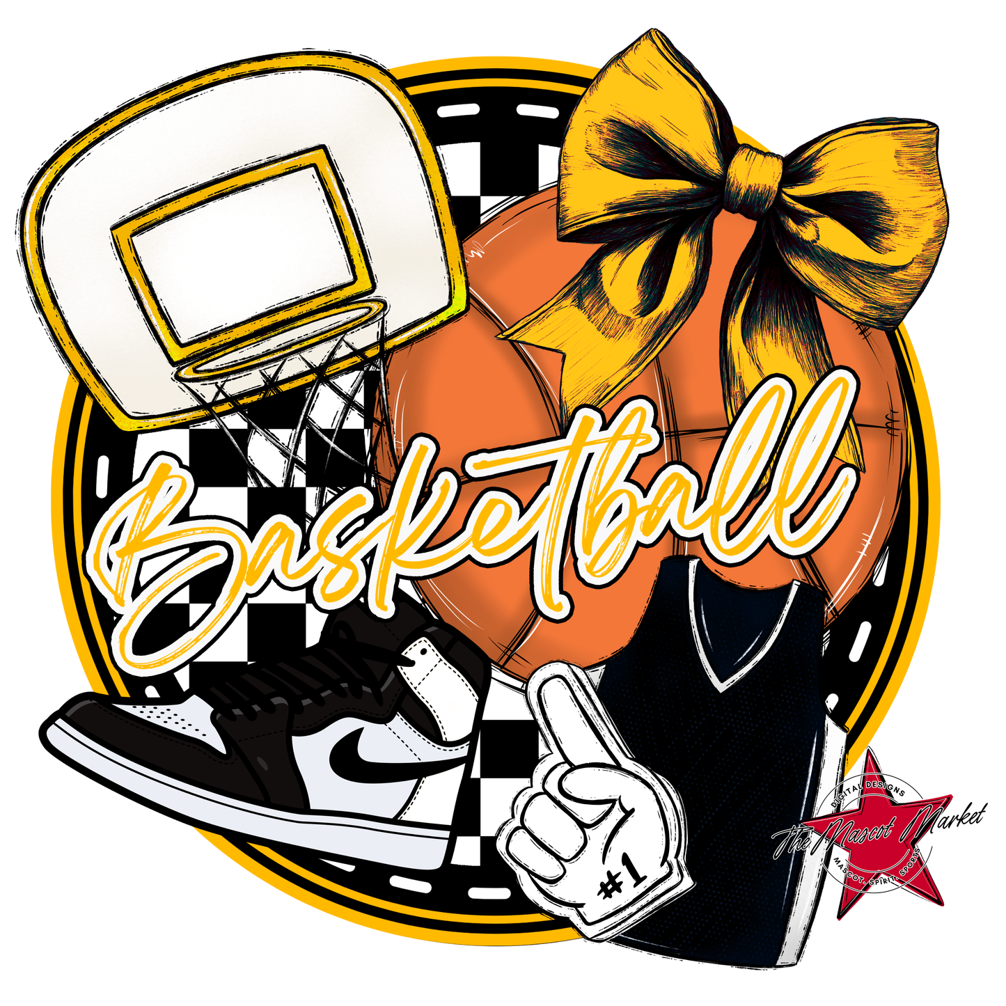 Circle Basketball Design-Yellow