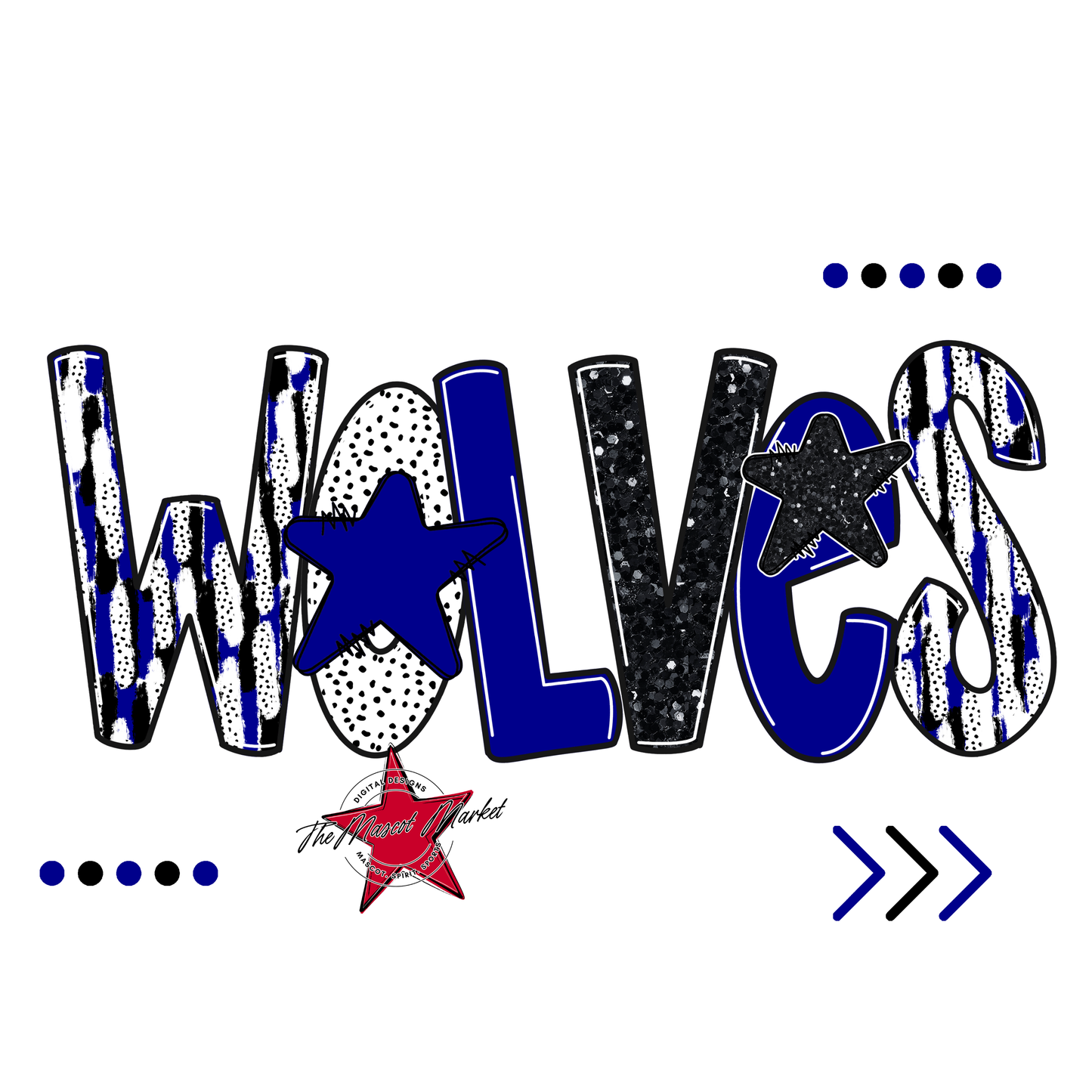 Wolves Brushstroke Alpha w Arrows-Blue