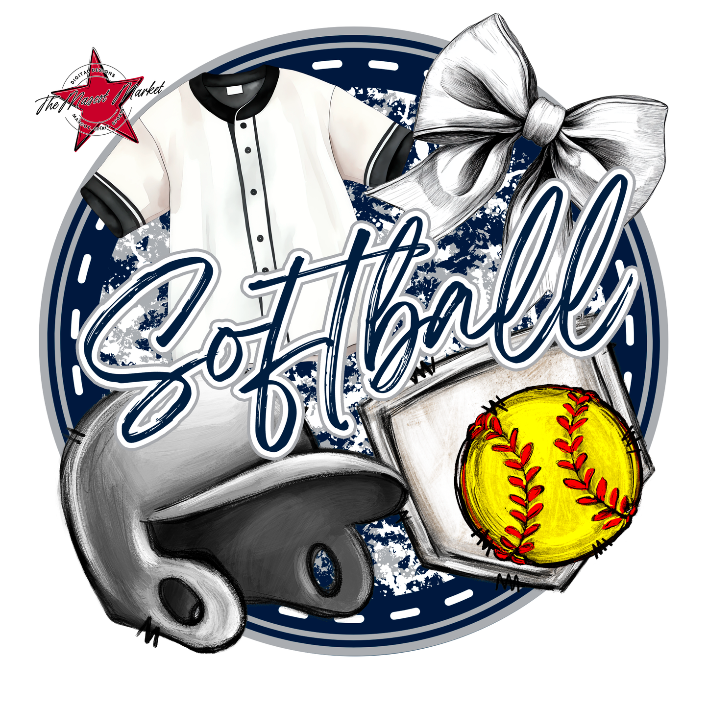 Circle Softball Design-Navy-Grey