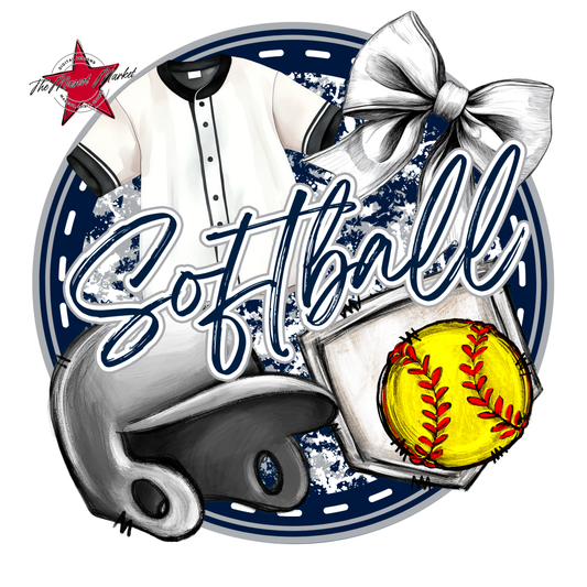 Circle Softball Design-Navy-Grey