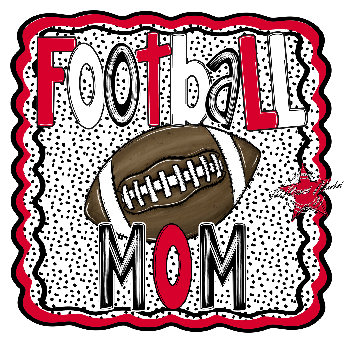 Football Mom Dot Design-Red