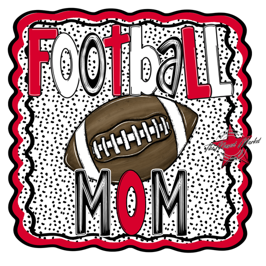 Football Mom Dot Design-Red