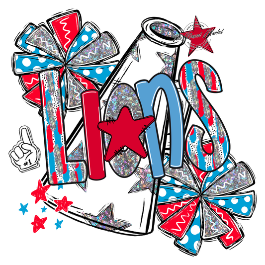 Lions Cheer Megaphone Scrape-Carolina Blue-Red