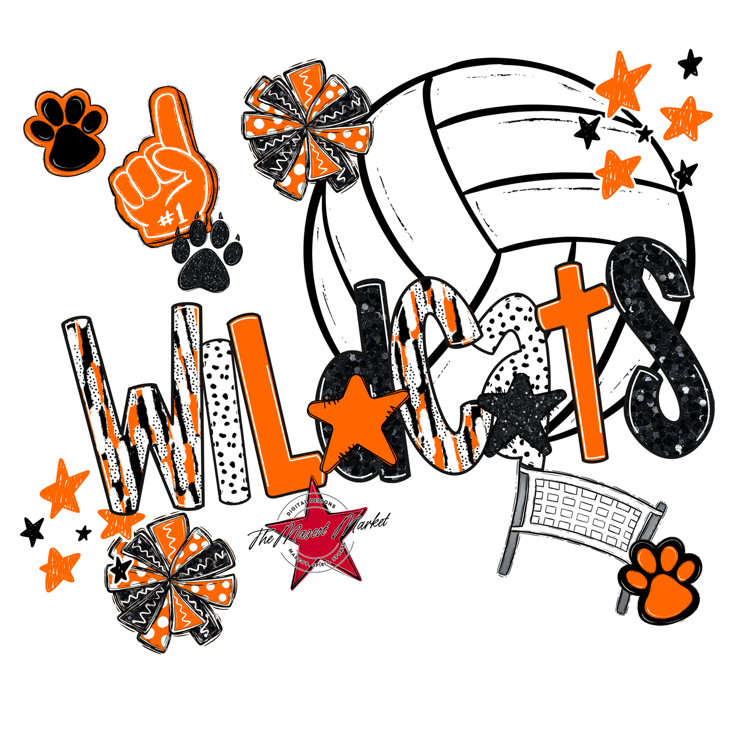 Wildcats Volleyball Scrape-Orange