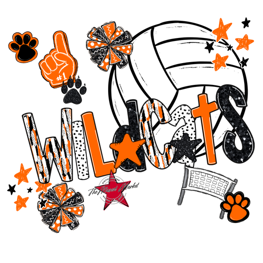 Wildcats Volleyball Scrape-Orange