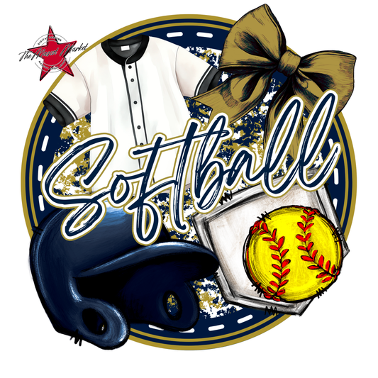 Circle Softball Design-Navy-Gold