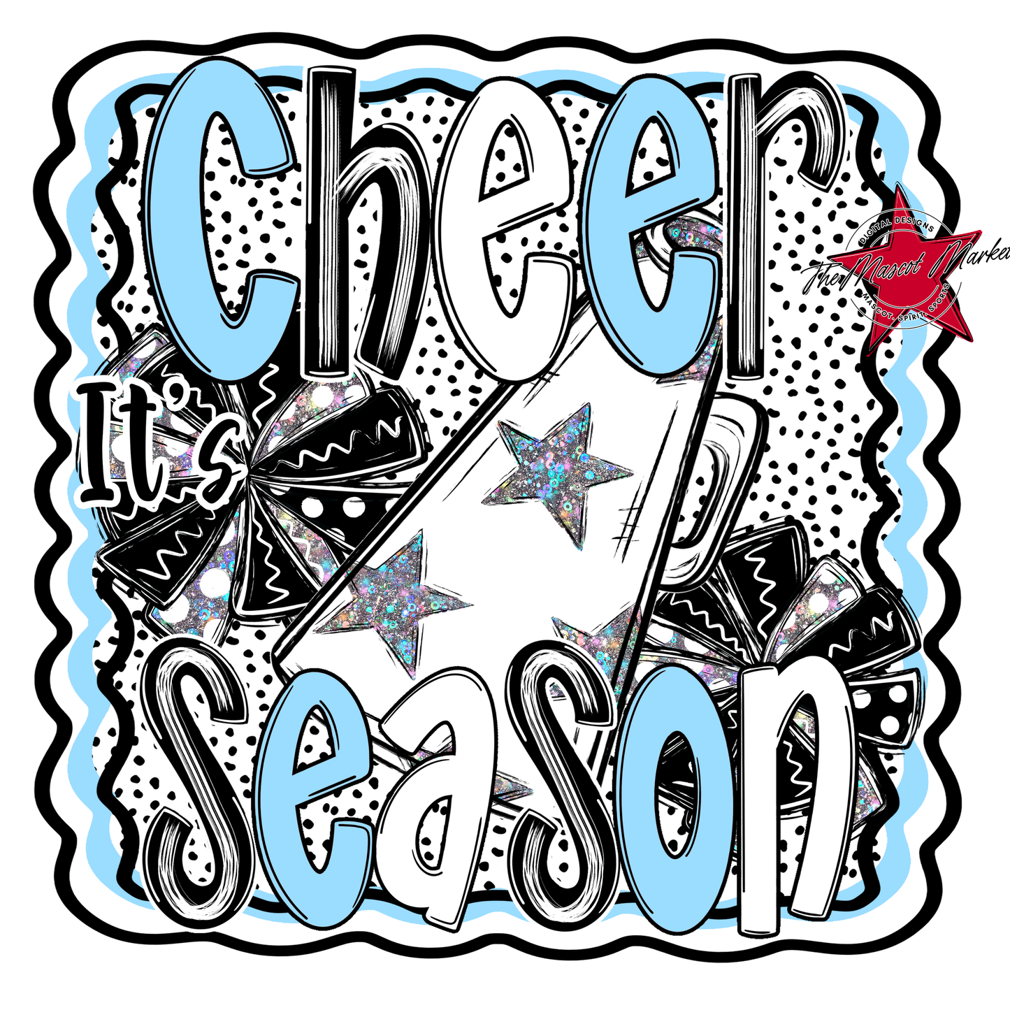 It's Cheer Season Dot Design-Columbia Blue