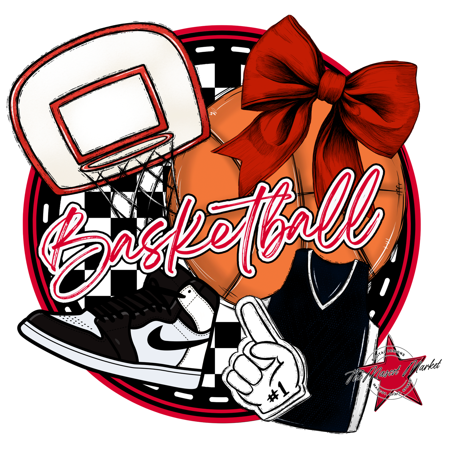 Circle Basketball Design-Red