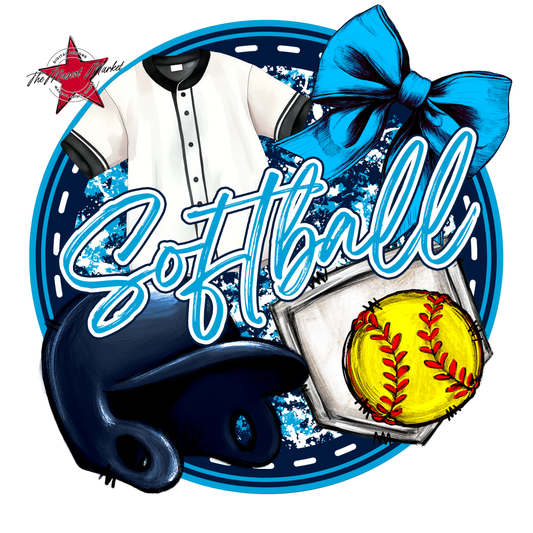 Circle Softball Design-Navy-Carolina Blue