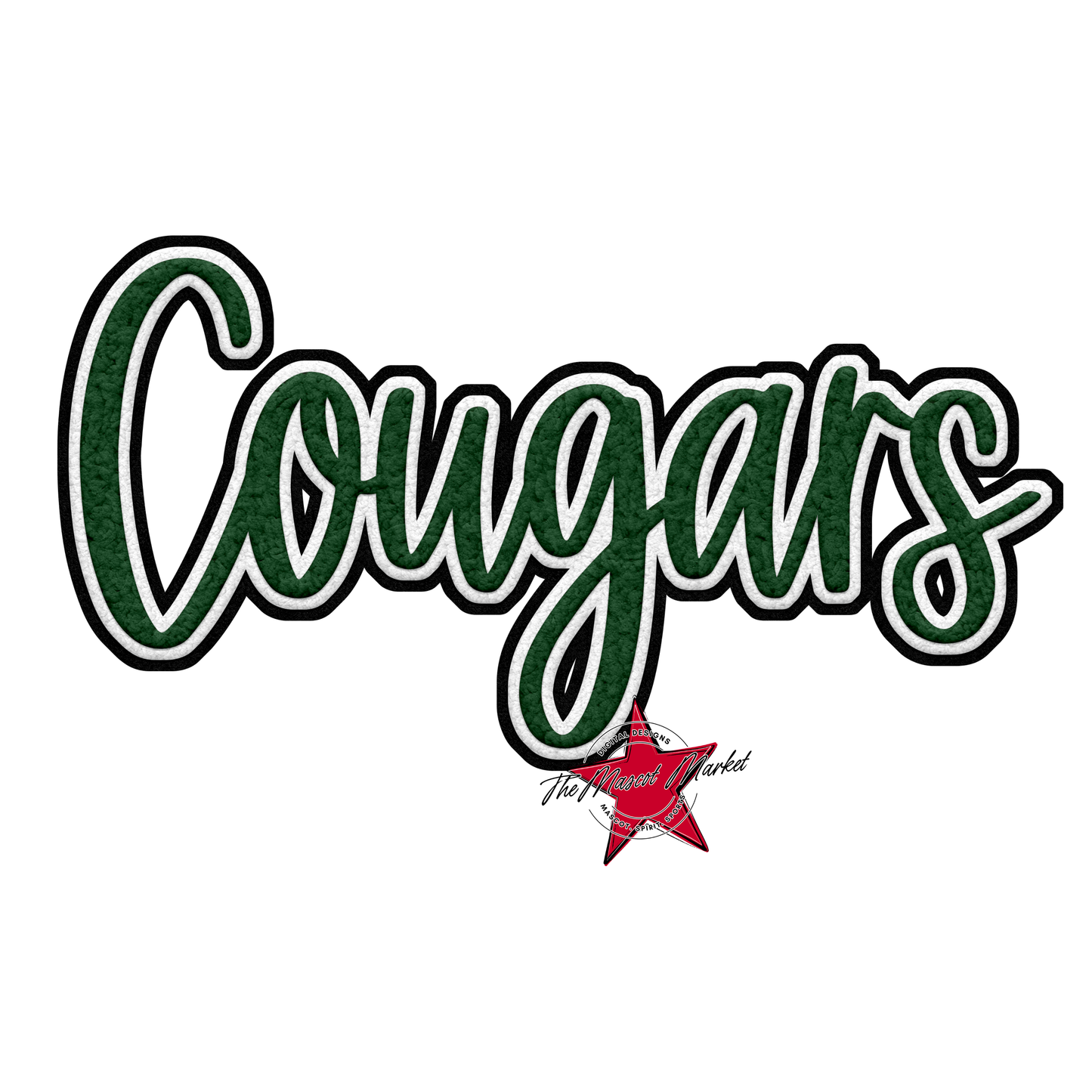 Cougars Faux Chenille Patch-Green