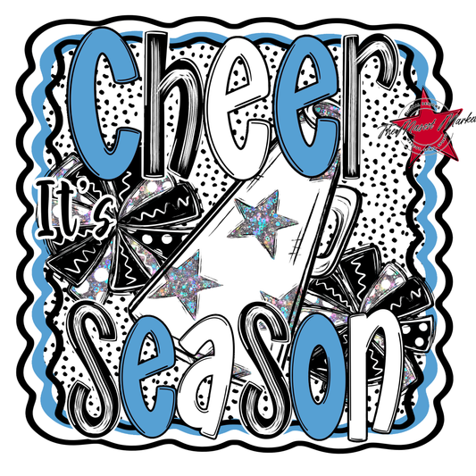 It's Cheer Season Dot Design-Carolina Blue