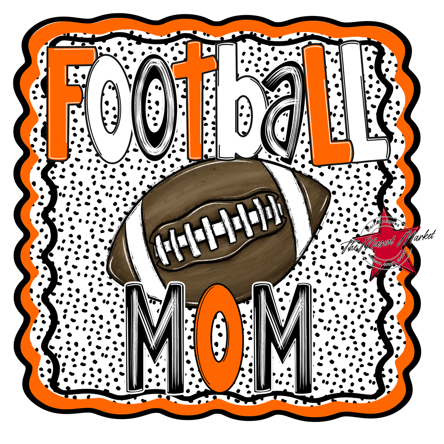 Football Mom Dot Design-Orange