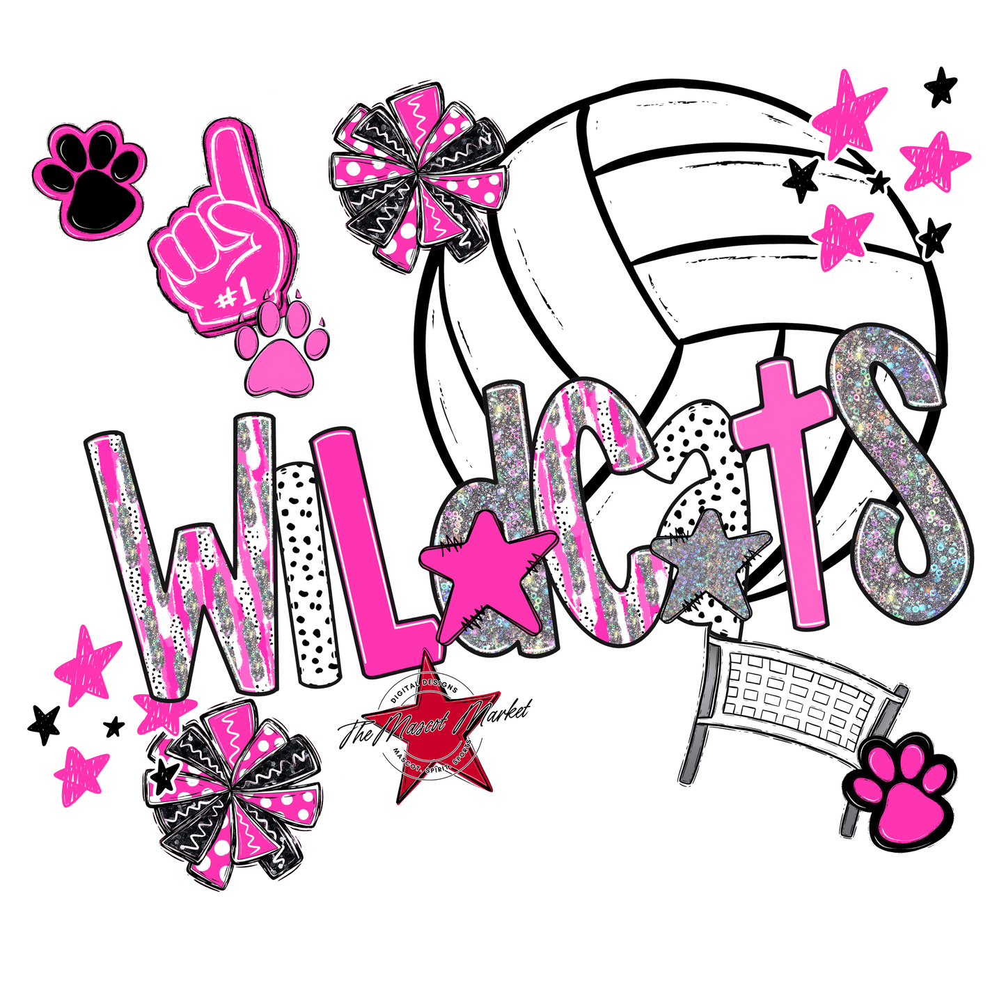 Wildcats Volleyball Scrape-Pink