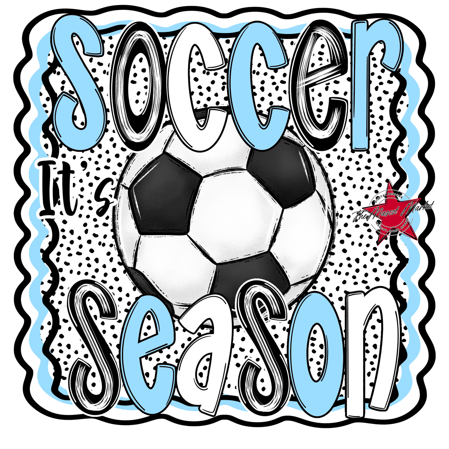 It's Soccer Season Dot Design-Carolina Blue