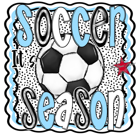 It's Soccer Season Dot Design-Carolina Blue