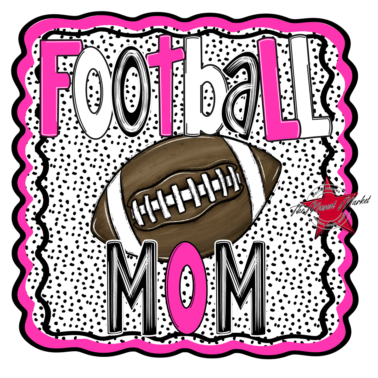 Football Mom Dot Design-Pink