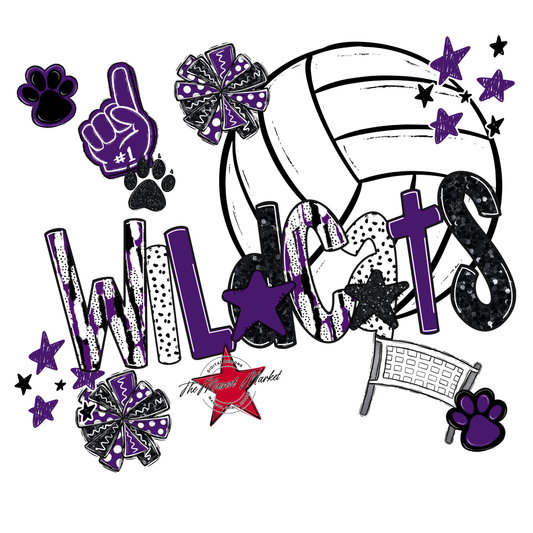 Wildcats Volleyball Scrape-Purple