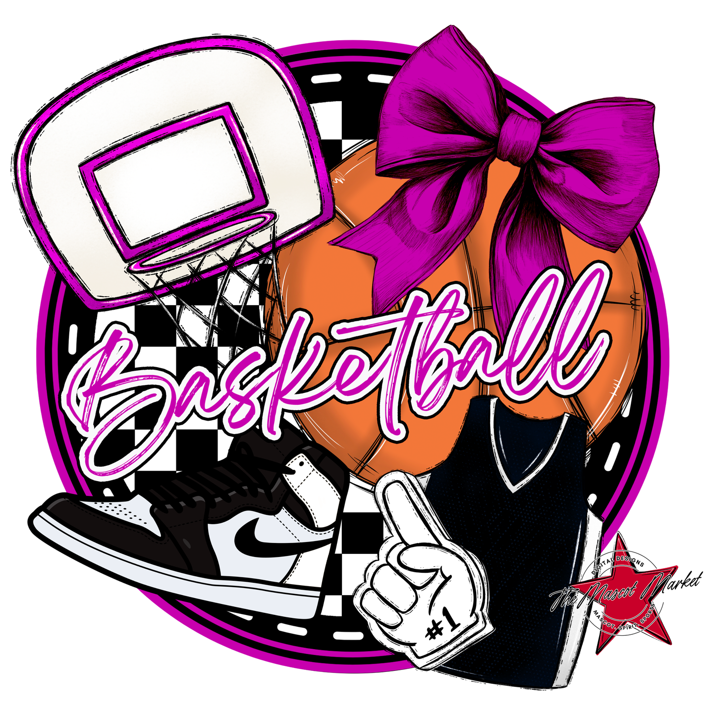 Circle Basketball Design-Pink