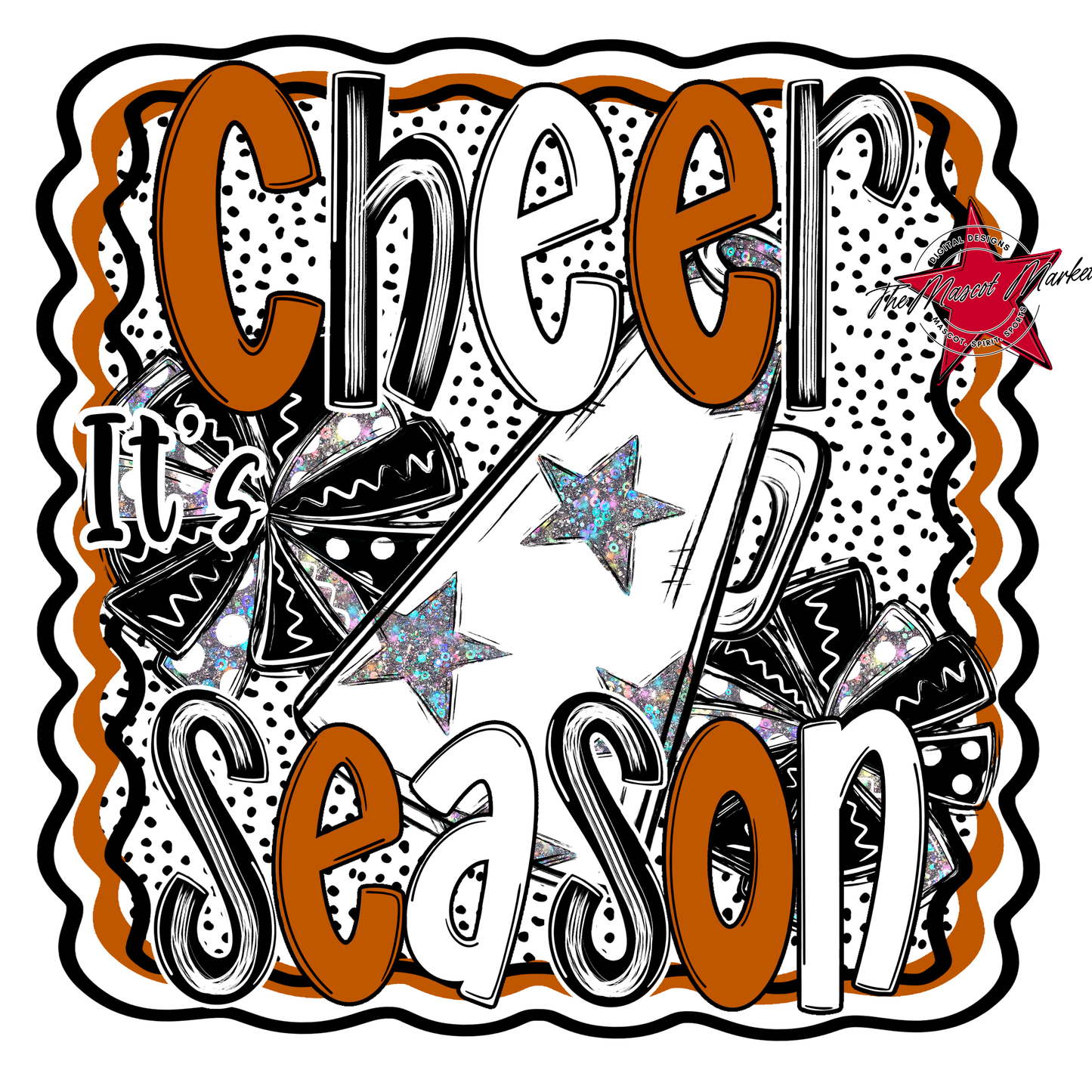 It's Cheer Season Dot Design-Burnt Orange