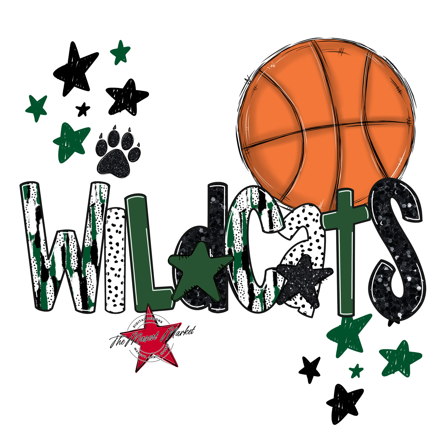 Wildcats Basketball Scrape-Green